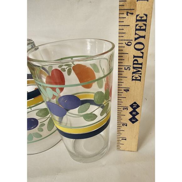 Set Of Four Fruit And Striped Vintage Gibson Glasses Signed Exc CondRetro ESTATE - Picture 9 of 11